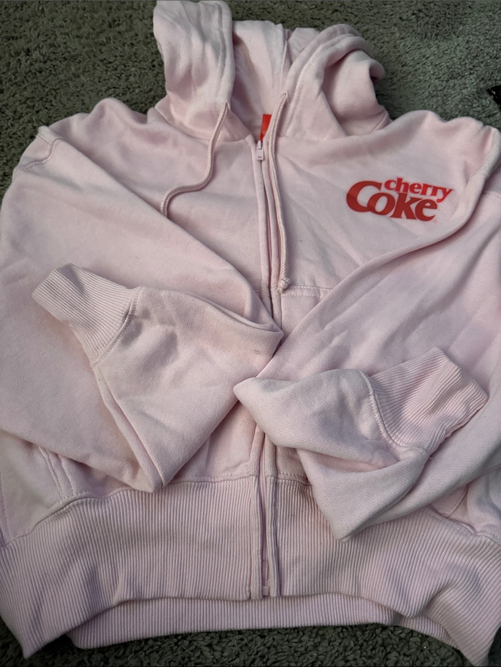 Cherry Coke Light Pink Kids Zip-Up Hoodie with Hood